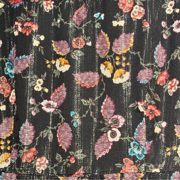 Anna Sui Black Floral Shimmering Sleeveless Zip Back Lined Dress size 4 - Picture 5 of 10